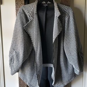 Torrid Checkered Black White Zip Up Jacket Top